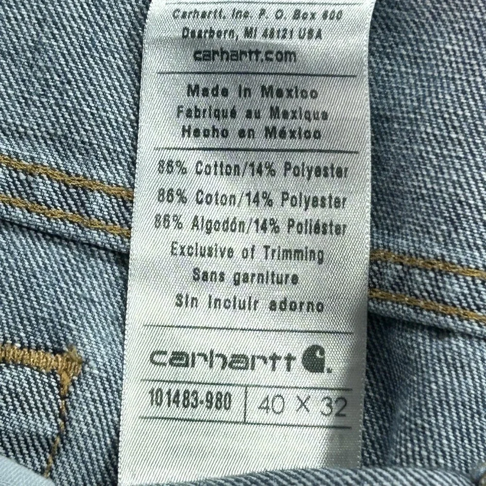 Carhartt 101483-980 Jeans Mens‎ 40x32 Blue Relaxed Straight Denim Medium Wash